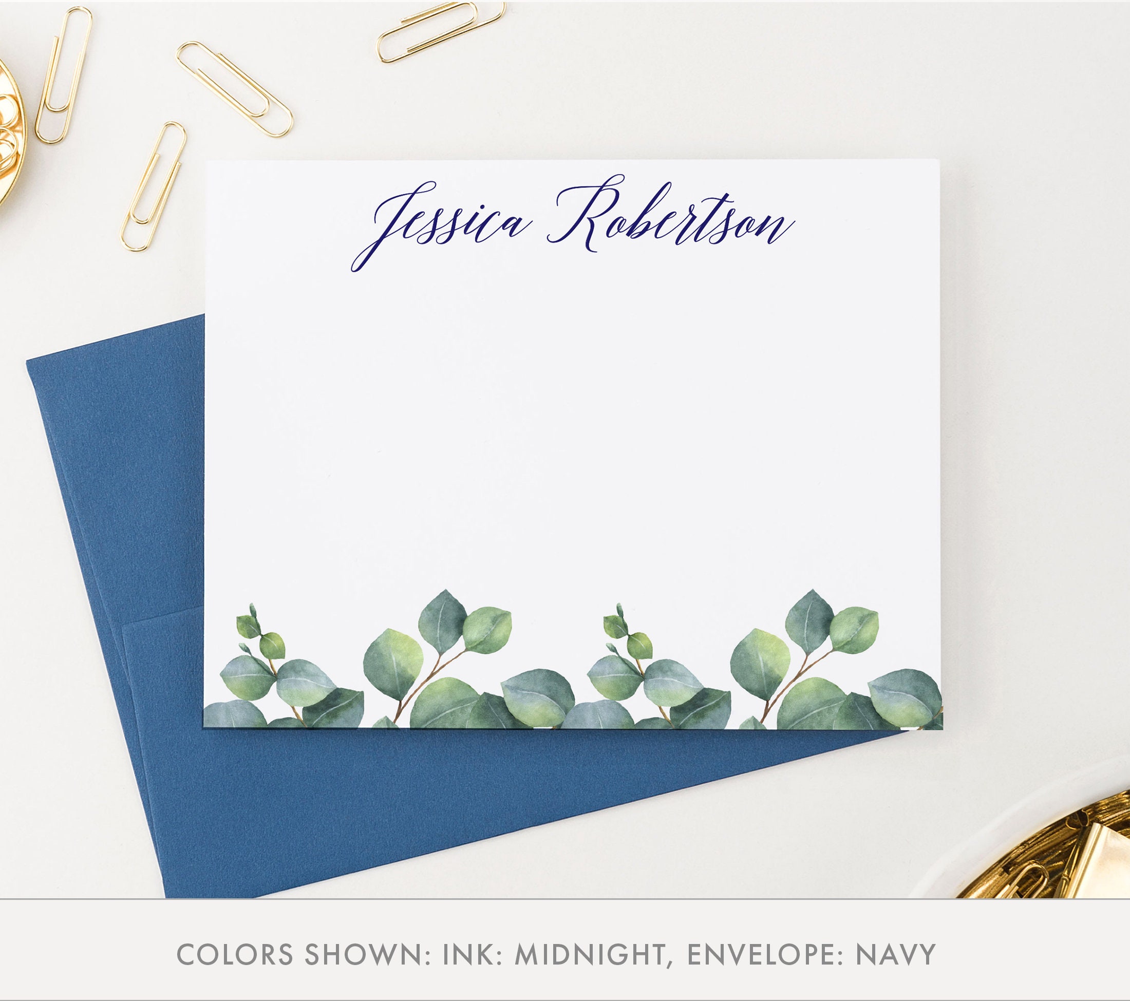 Customized Eucalyptus Leaf Thank You Cards Personalized Etsy