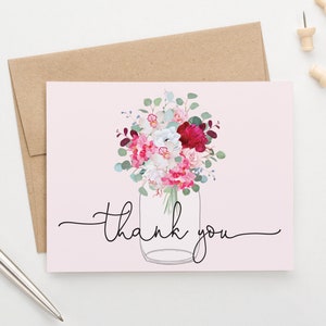 Mason Jar Thank You Cards for Bridal Shower Thank You Card, Engagement Thank You Notes for Nurse Thank You Card for Essential Workers, TY043