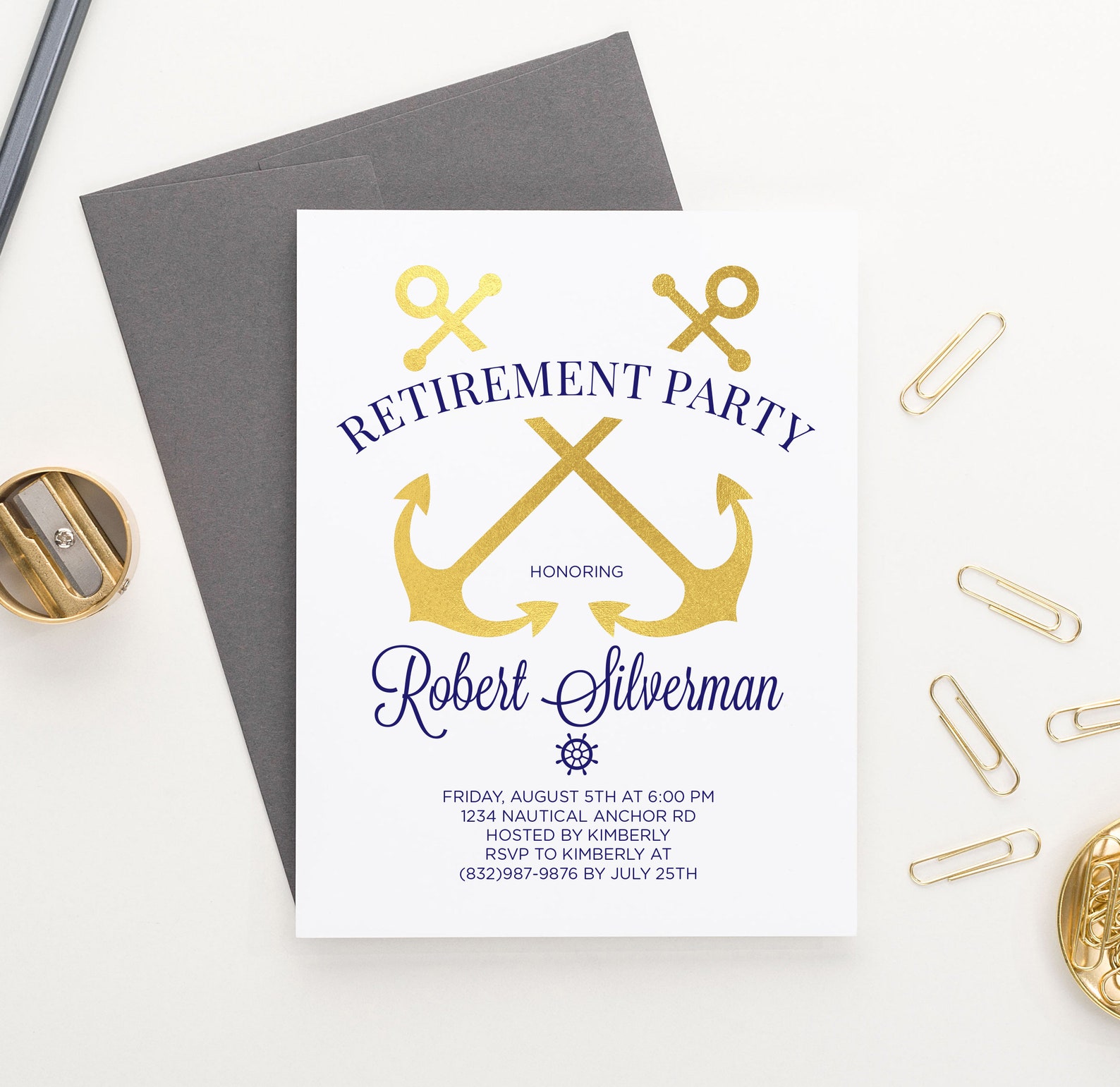 Nautical Retirement Party Invitations for Men Anchors Etsy