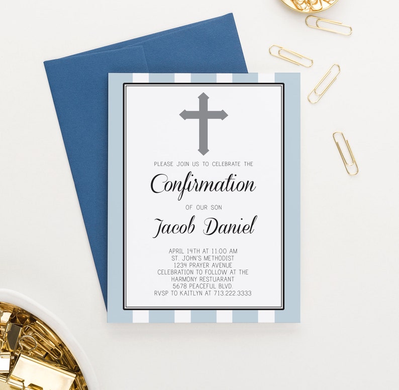 Simple Confirmation Invitations for Boys Confirmation - Etsy