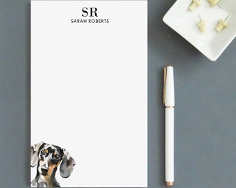 Monogrammed Stationery Notepads With Initials, Choose Your Dog Breed, Dachshund Note Pads With Name, Pet Stationary Letter Set, Dogs NP414c