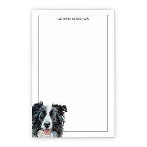 Bloc de notas personalizado con nombre para perros, elige la raza de tu perro, bloc de notas para escritorio de Border Collie, papel de papelería para perros para escribir cartas, NP412n