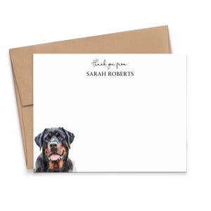 Rottweiler Stationäre Dankeschön-Set, Wählen Sie Ihre Hunderasse, Flache Hundeanerkennungskarten und Umschläge, Benutzerdefinierte Dankeschön-Karte, PTY010aa