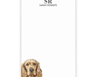 Monogrammed Stationery Notepads With Initials, Choose Your Dog Breed, Custom Notepad With Name, Cocker Spaniel Stationary Note Paper, NP414r