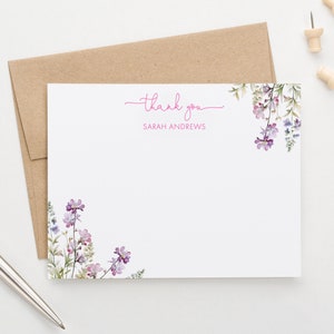 Merci personnalisé pour femme, papeterie florale avec enveloppes, jeu de cartes de remerciement personnalisées, papeterie florale PTY006
