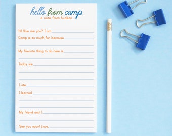 a Note From Notepad For Kids Summer Camp Fill In The Blank Stationary Set, Boys Personalized Notepad for Summer Camp, Sleep Away Camp, NP273