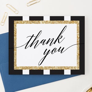 Schwarz und Gold Dankeschön-Karte für Krankenschwestern, elegante Dankeschön-Notizen Brautdusche, Dank Notizen für Engagement, Dankeschön-Karte modern TY044