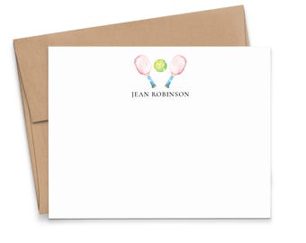 Personalized Pickleball Stationary With Name, Flat Pickleball Notecards And Envelopes, Watercolor Stationery Gift, Pickle Ball Gifts, PS287