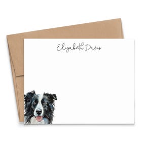 Border Collie Briefpapier Grußkarte, Wählen Sie Ihre Hunderasse, Flache Aquarell Hunde Grußkarte Mit Umschlägen, Benutzerdefinierte Haustier Geschenke für Besitzer, PS237n