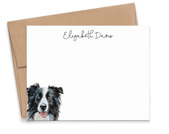 Border Collie Stationery Notecard, Choose Your Dog Breed, Flat Watercolor Dogs Note Card With Envelopes, Custom Pet Gifts for Owners, PS237n