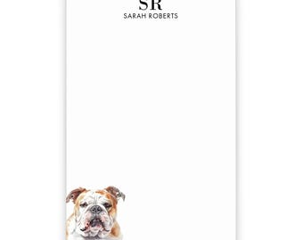 Monogrammed Stationery Notepads With Initials, Choose Your Dog Breed, English Bulldog Note Pads With Name, Stationary With Dogs, NP414s