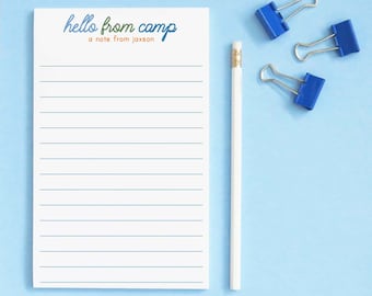 A Note From Personalized Notepad for Boys Summer Camp Note Pads, Custom Camp Stationery with Lines, Camp Letter Writing Paper For Kids NP250