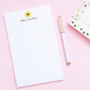 Simple Sunflower Stationery Paper for Women Personalized Fall Floral Notepads, Sun Flower Note Pad Set, Elegant Notepad With Flower, NP291
