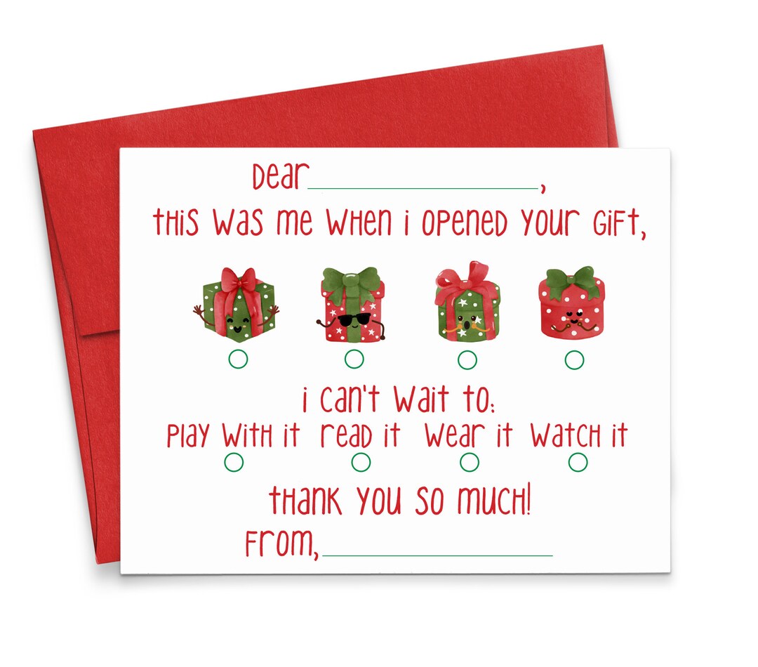 Christmas Fill in the Blank Thank You Cards for Kids Fill in the Blank ...