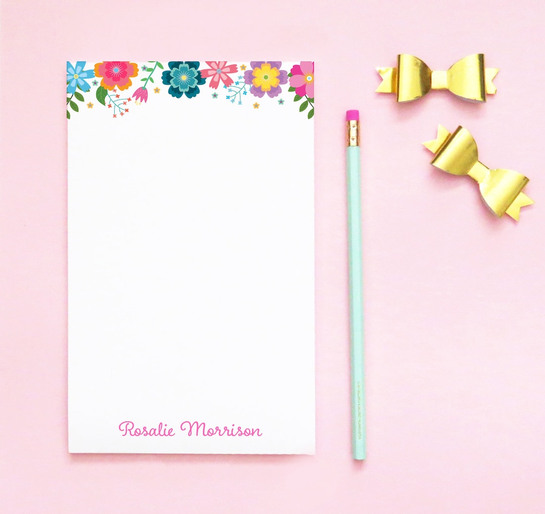 Floral Notepad for Women Personalized Stationary With Flowers Note Pad ...