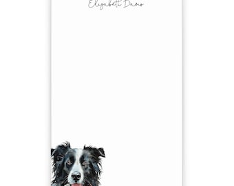 Border Collie Stationery Notepads With Name, Personalized Dog Notepad With Envelope, Animal Stationary Set, NP413n