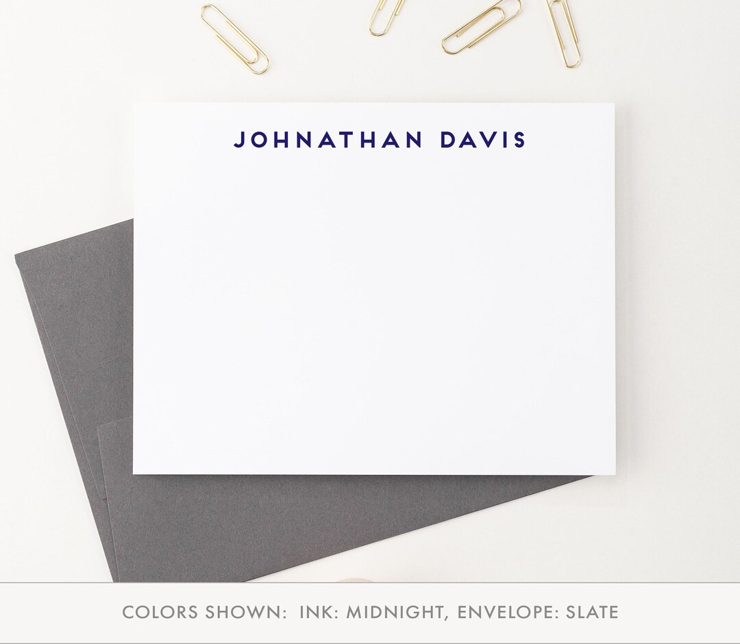 Personalized Stationery for Men, Personalized Note Cards Men, Custom