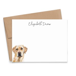 Juegos de papelería de Labrador amarillo para escribir cartas, elige la raza de tu perro, tarjeta plana con perros, regalos de animales personalizados para mujeres, PS237y