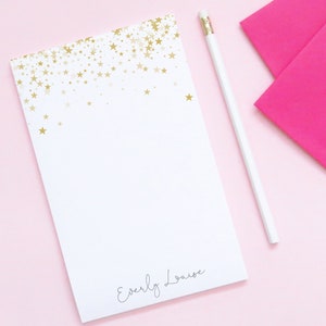 Star Stationary, Personalizowany notatnik dla dzieci, Artykuły piśmiennicze ze złotymi materiałami piśmienniczymi, Personalizowany notatnik dla dziewcząt z imionami NP136