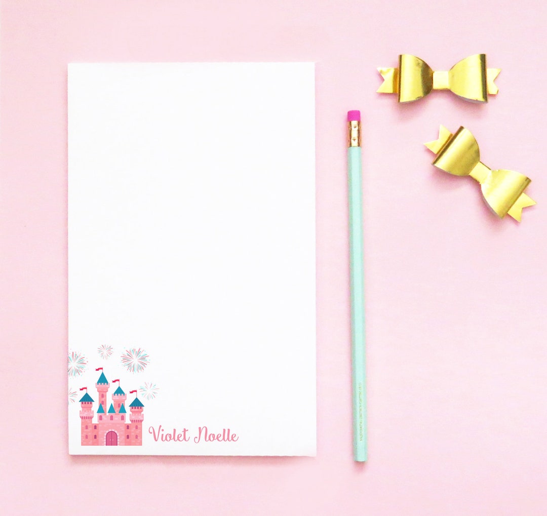 Princess Note Pad Princess Notepad for Girls Customized Princess Castle Stationery, Pink ...
