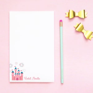 Princess Notepad for Girls Customized Princess Castle Stationery, Pink Castle Stationary for Kids Personalized Writing Paper Set Lined NP150