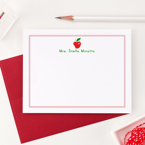 Apple Stationery Personalized Stationary for Kids Girls Etsy