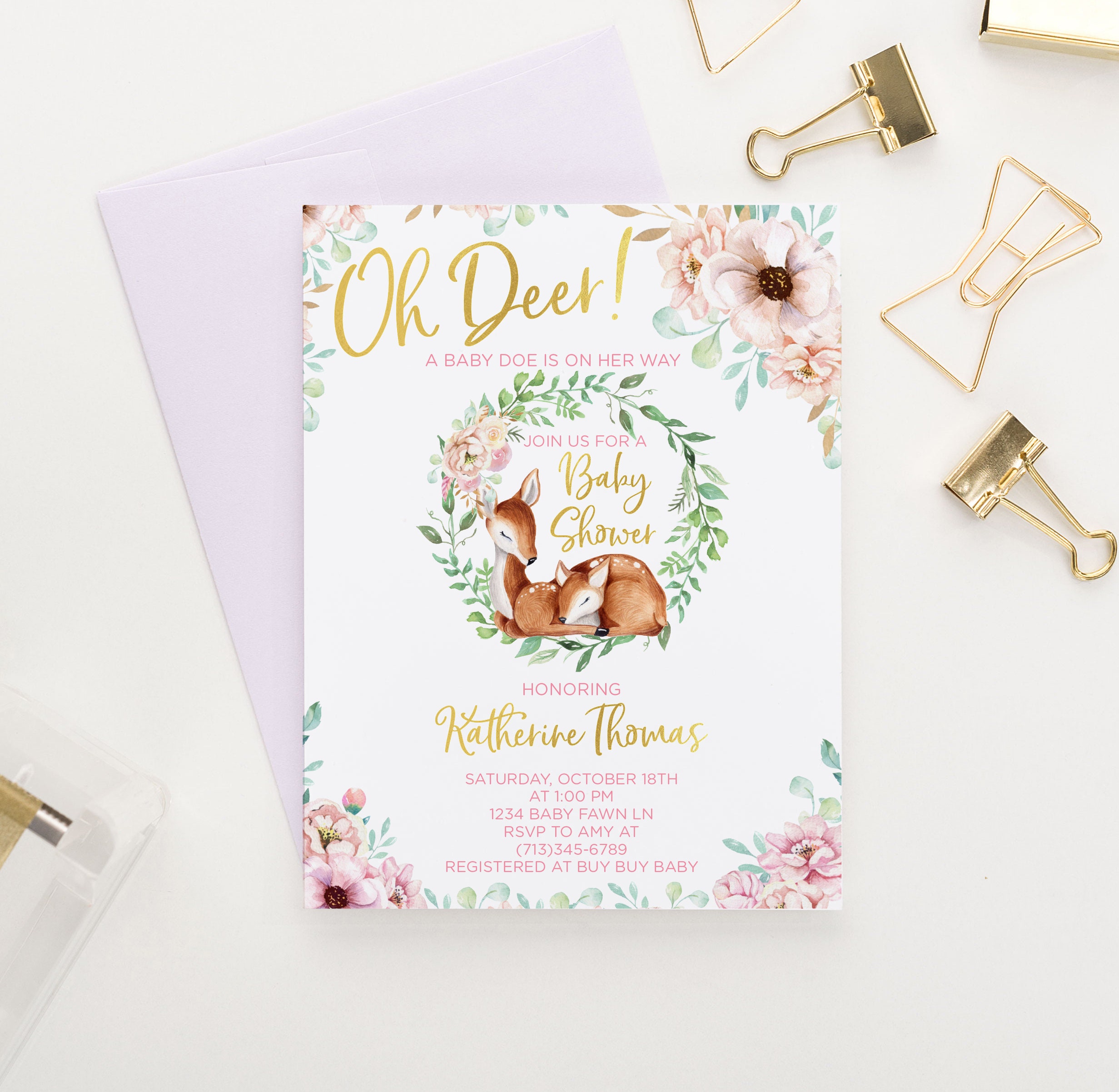 Girls Personalized Cute Stationery Cards, Elegant Script Thank You