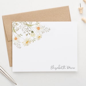 Cartes de correspondance pliées avec enveloppes, papeterie personnalisée pour femme, cartes de correspondance aquarelle fleurs sauvages, lot de papeterie floral PS209