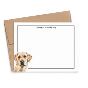 Labrador Stationery With Envelopes, Choose Your Dog Breed, Flat Personalized Animal Stationary Note Cards, Yellow Lab Notecards, PS236y