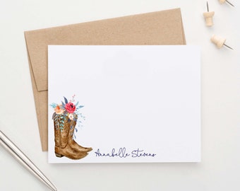 Floral Cowboy Boots for Women Boots Stationery Cards, Western Thank You Cards for Adults, Cowgirl Stationery Set, Western Note Cards, PS133