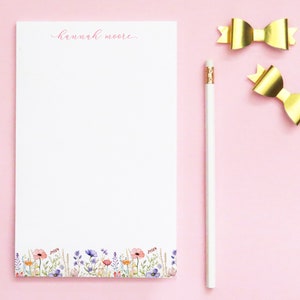Libreta de notas con diseño de flores silvestres y acuarela, libretas de notas personalizadas con nombre, libretas de notas florales para mujeres, papel para escribir cartas NP339