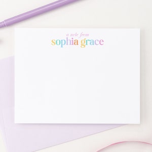 Gepersonaliseerde briefpapier meisje met naam, platte aangepaste kaarten met enveloppen, aangepaste notitiekaart voor kinderen, leuke briefpapierset voor meisjes KS247