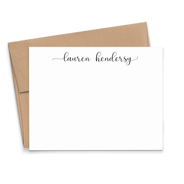 Modern Script Calligraphy Note Cards for Women Thank You Cards, Simple Script Thank You Notes for Adults, Womens Custom Notecards, Men PS139
