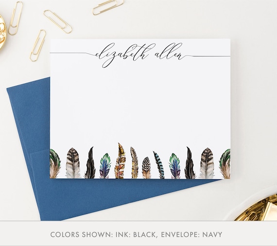 Feather Border Note Card Feather Border Note Card
