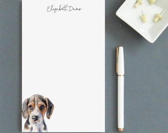 Papel estacionario Beagle para escribir cartas, elija su raza de perro, papelería personalizada con perros, lindos blocs de notas de animales con nombre NP413a