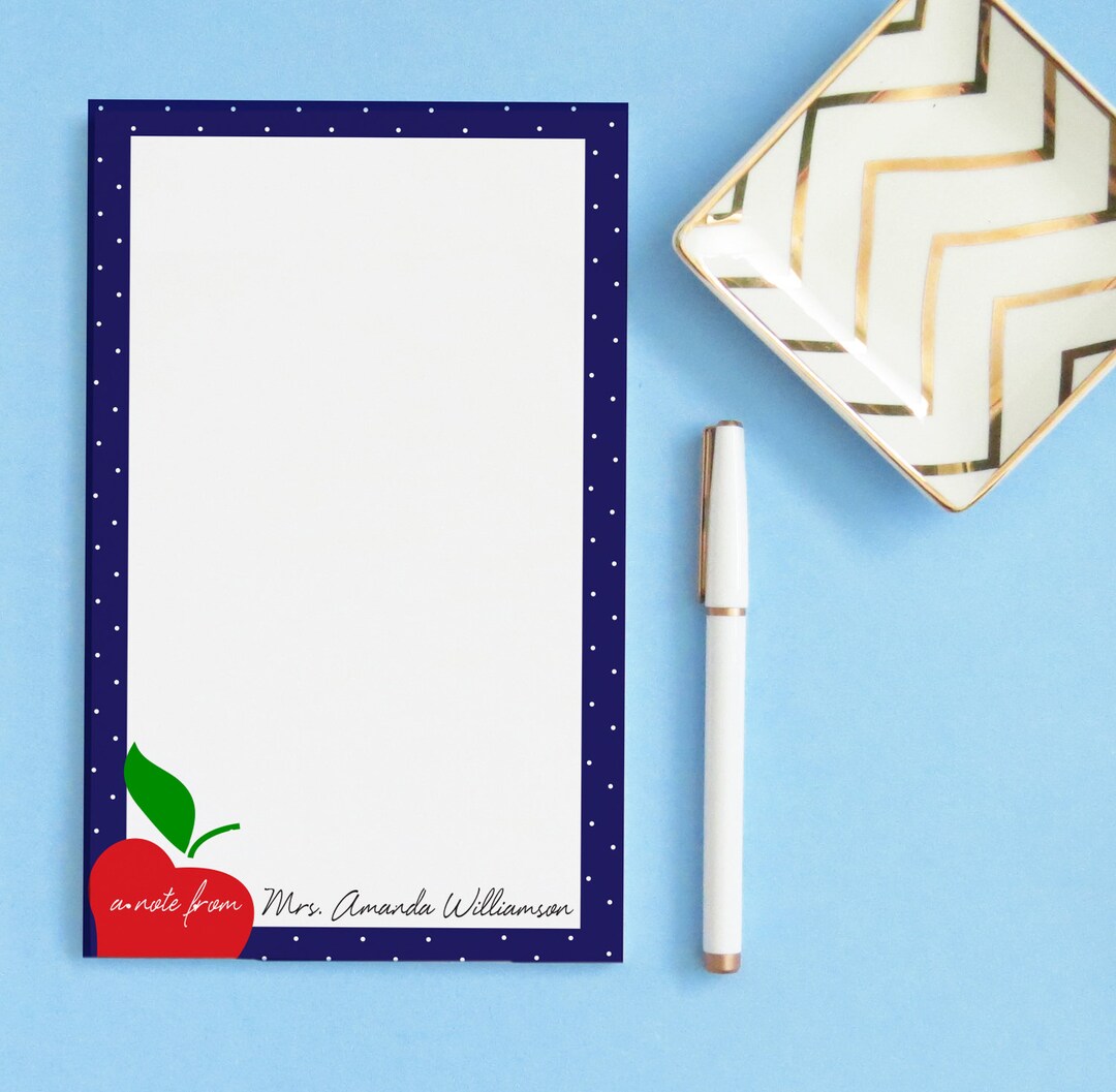 Apple Notepads for Teachers Personalized Stationery Custom Etsy