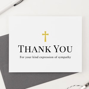 Cartões de simpatia fúnebre dobrados simples, cartões clássicos de papelaria funerária para funeral, cartões de agradecimento memorial com cruz, moderno, FTY011