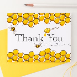 Bee Baby Shower Thank You Cards Gender Neutral Thank You Cards, Bumble Bee Thank You Card, Birthday Thank You Notes, Thankyou Cards, TY038