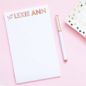 A Note From Personalized Notepad for Girls Cute Stationery, Simple Letter Writing Paper for Kids Custom Modern Thank You Notes for Kid NP254