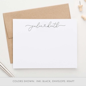 Elegante Paare Stationär Personalisierte Hochzeit Dankeskarten, Einfache Paare Stationär Dankeskarten, Paare Geschenke, Modern, WS040