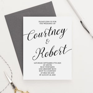 Simple Wedding Invites Personalized Modern Wedding Invitation Set, Classic Wedding Invitation Classy Wedding Day Invitation, Elegant, WI031