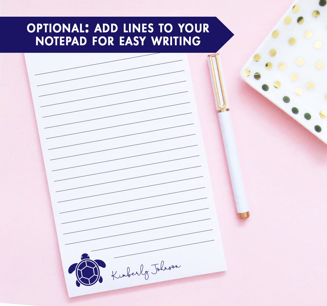 Sea Turtle Stationery Sea Turtle Notepad, Personalized Notepad Lined ...