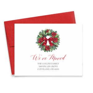 Christmas Moving Announcement Cards With Envelopes, FLAT Custom Change of Address Holiday Card, Watercolor We've Moved Announcements, MA033