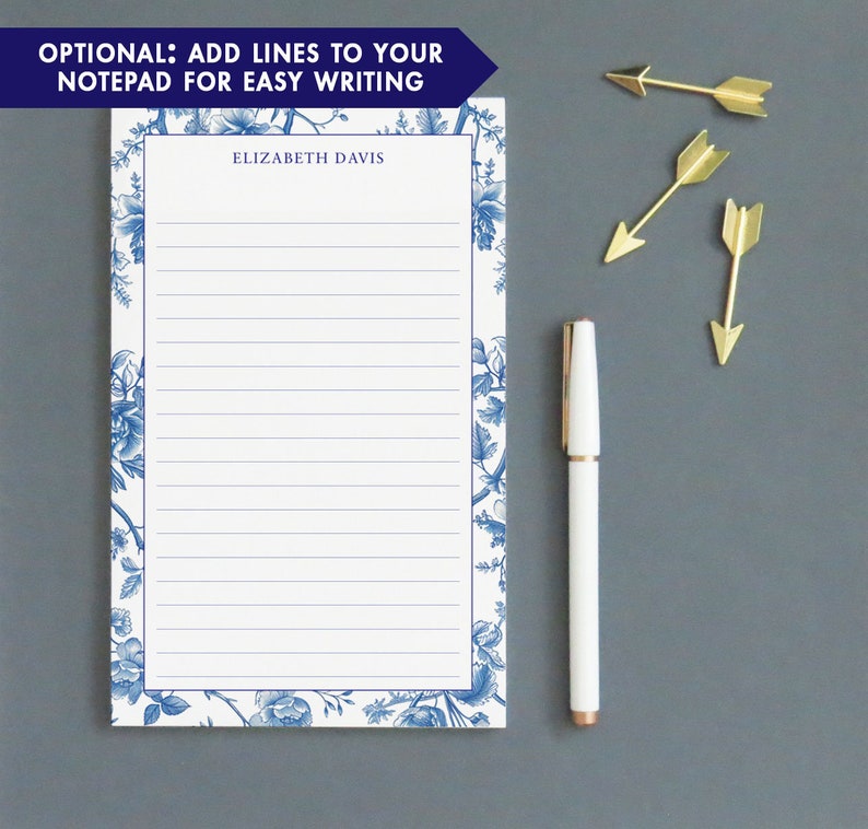 Classic Personalized Notepad and Envelopes, Blue Chinoiserie Stationery ...