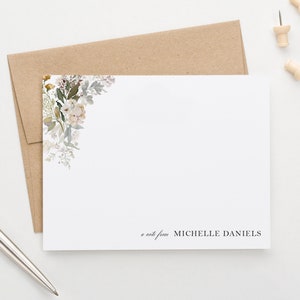 Conjuntos de papelaria personalizados florais clássicos para escrita de cartas, bloco de anotações em aquarela com envelope, conjunto de papelaria personalizado para mulheres PS211
