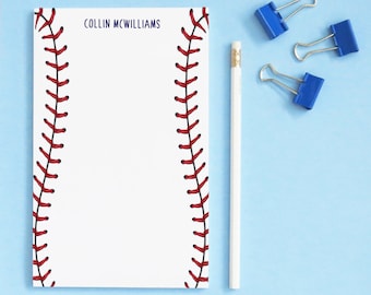 Baseball Notepad For Boys Personalized Stationery Set, Sports Custom Note Pad for Kids, Baseball Writing Paper Set, Boy Lined Notepad NP143