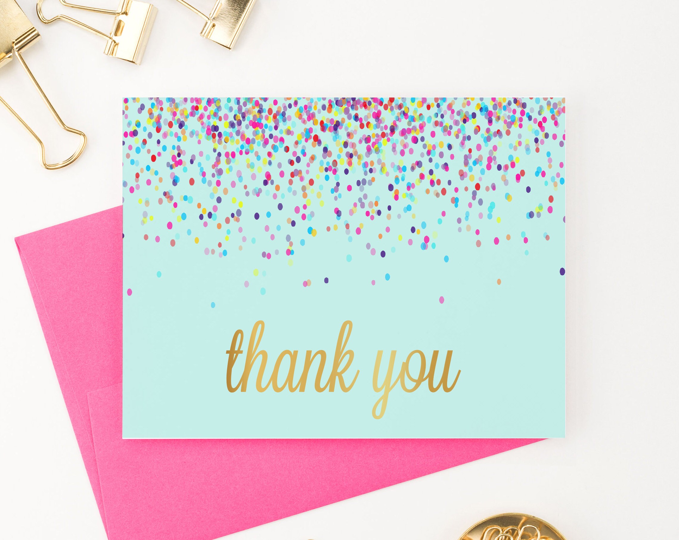 Confetti Thank You Cards for Birthday Thank You Notes for Etsy