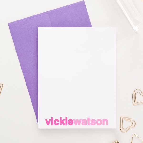 Personalized Stationery Set, Simple Stationery Set, Custom Stationery Note Card, Personalized flat note card set, Set of 10, PS016