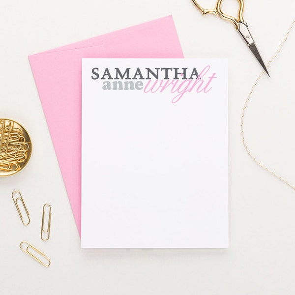 Womens Personalized Thank You Cards, Custom Thank You Notes for Adult Customized Note Card, Simple Personalized Stationary for Women SPS015