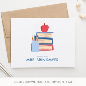 Apple Note Cards Custom Teacher Stationary Set, eine Notiz von Briefpapier Lehrer Danke Karten mit Umschlägen, Apple Notizen für Lehrer PS191